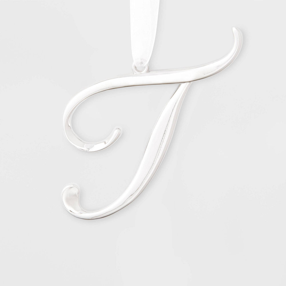 Metal Monogram Christmas Tree Ornament Letter T Silver - Wondershop